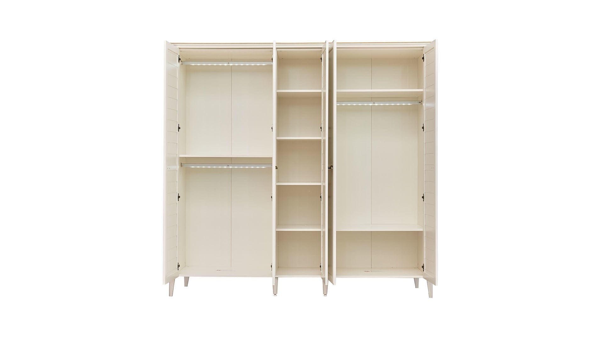 Dogtas Dulap din pal cu 5 usi, Toscana Moonstone Ivoir, l237,5xA63,5xH222,4 cm