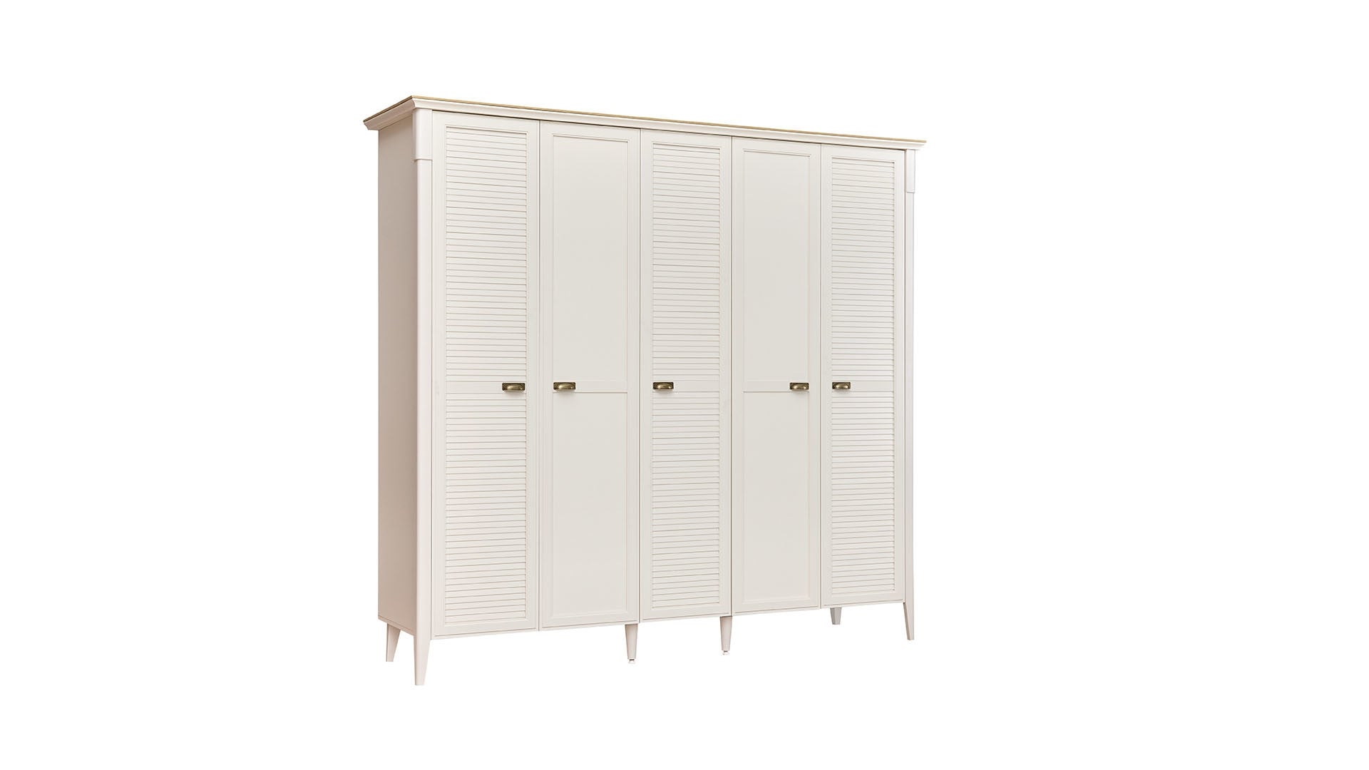 Dogtas Dulap din pal cu 5 usi, Toscana Moonstone Ivoir, l237,5xA63,5xH222,4 cm