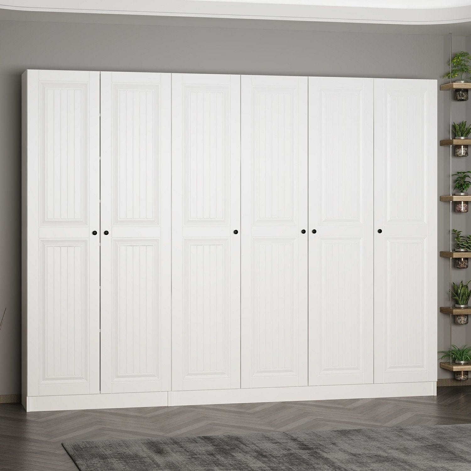 Asir Dulap din pal, cu 6 usi, Noah 8246 Alb, l270xA35xH210 cm