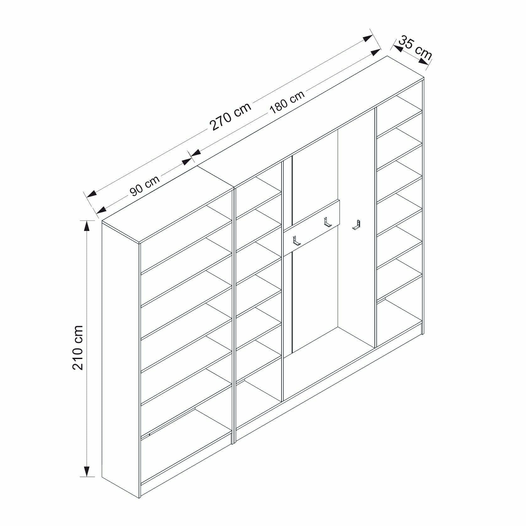 Asir Dulap din pal, cu 6 usi, Noah 8246 Alb, l270xA35xH210 cm