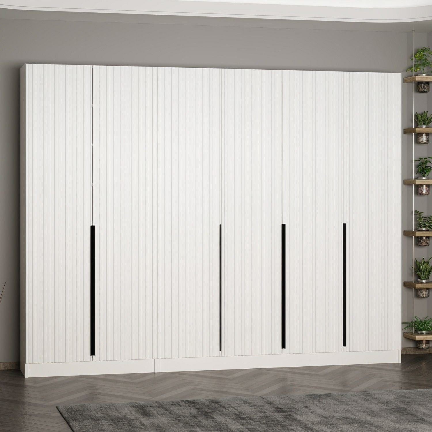 Asir Dulap din pal, cu 6 usi, Noah 8257 Alb, l270xA35xH210 cm