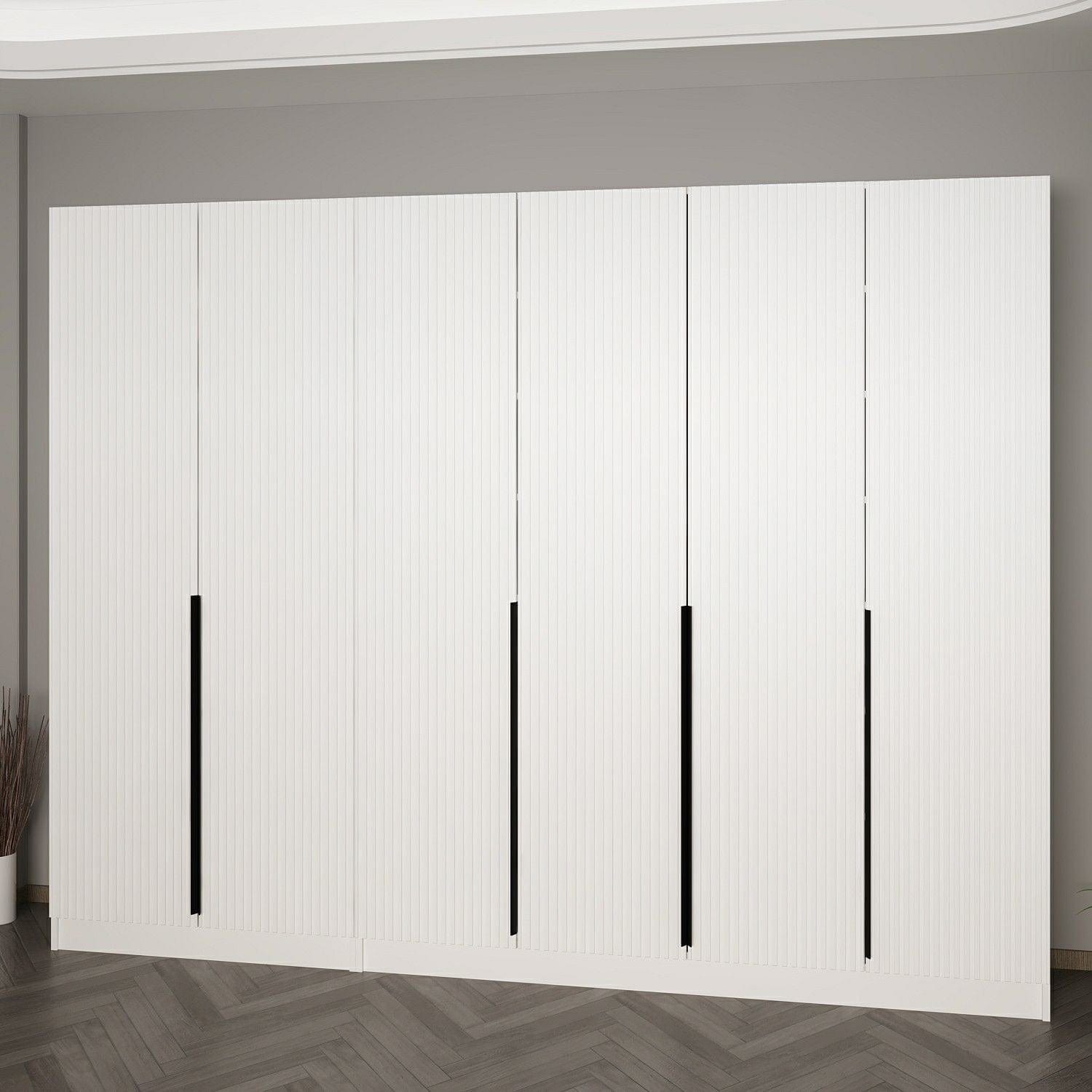 Dulap din pal, cu 6 usi, Noah 8257 Alb, l270xA35xH210 cm (2)