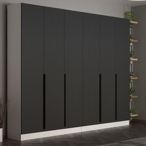 Dulap din pal, cu 6 usi, Noah 8269 Antracit, l270xA35xH210 cm