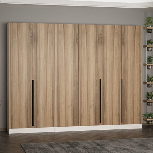 Dulap din pal, cu 6 usi, Noah 8279 Nuc, l270xA35xH210 cm