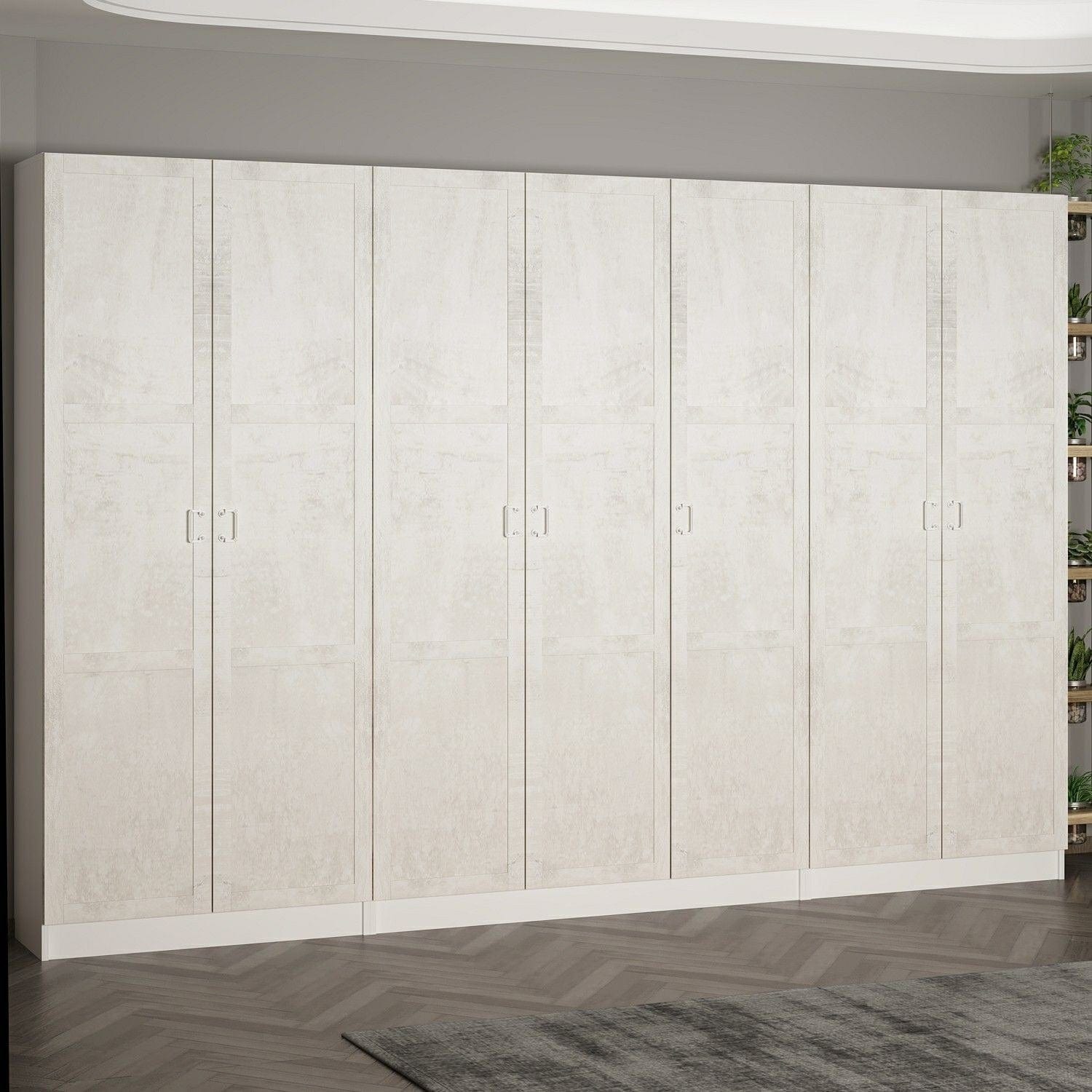 Asir Dulap din pal, cu 7 usi, Noah 8237 Alb, l315xA35xH210 cm