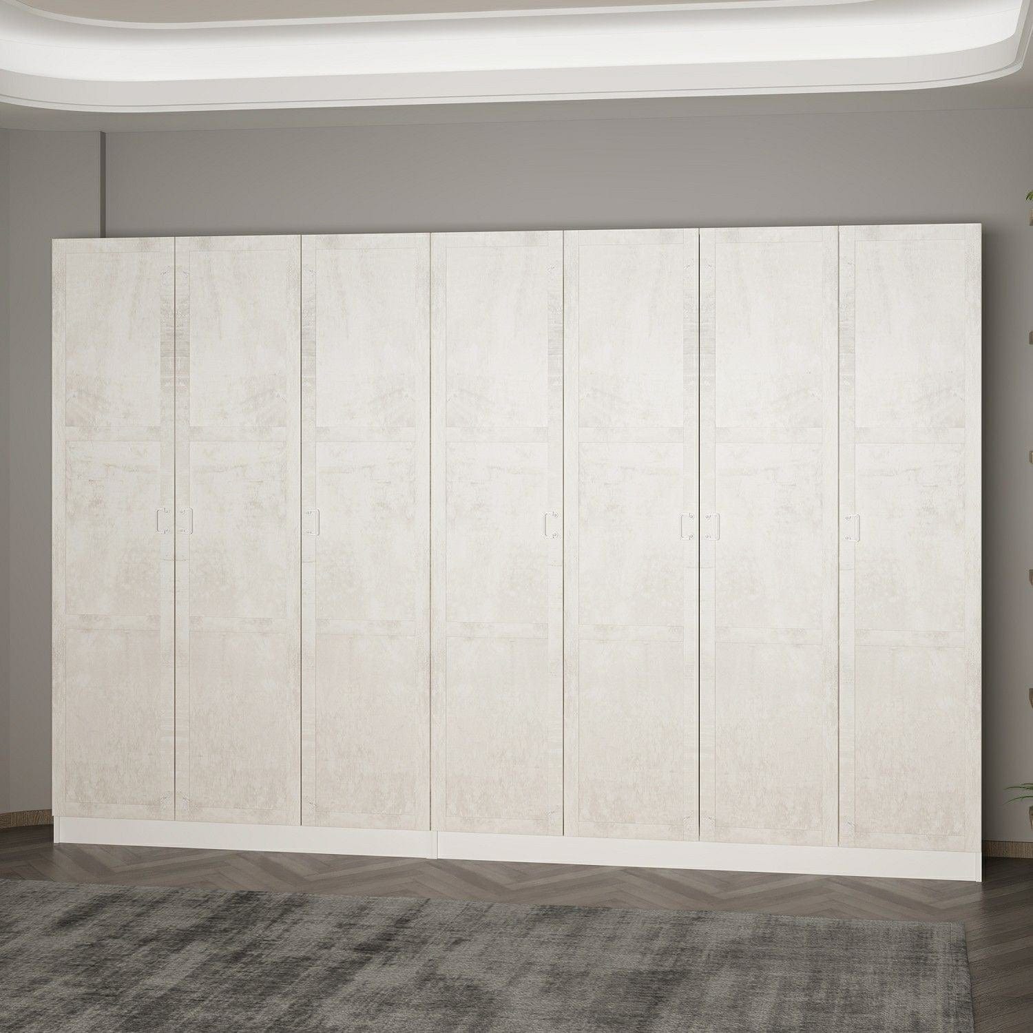 Asir Dulap din pal, cu 7 usi, Noah 8238 Alb, l315xA35xH210 cm