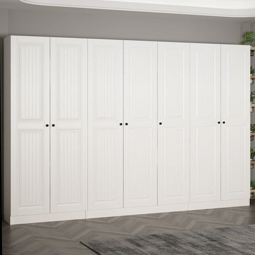 Asir Dulap din pal, cu 7 usi, Noah 8248 Alb, l315xA35xH210 cm