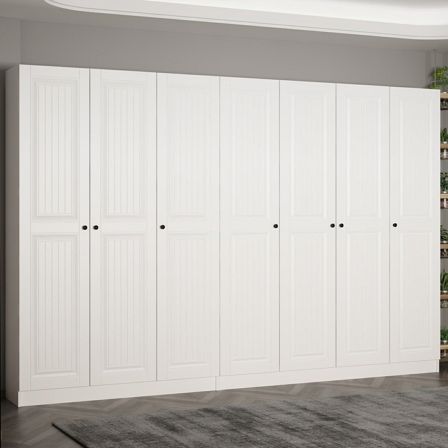 Dulap din pal, cu 7 usi, Noah 8249 Alb, l315xA35xH210 cm