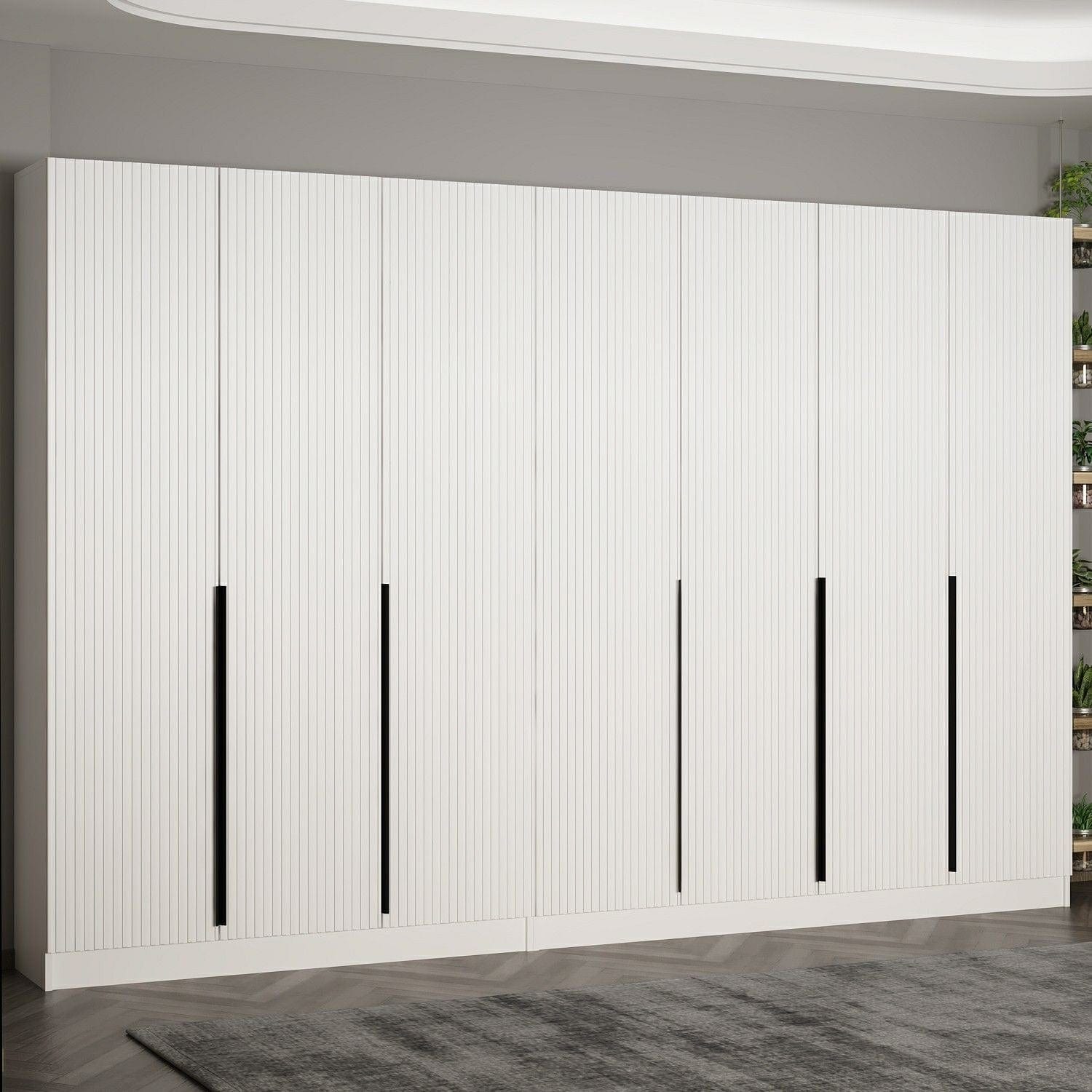 Dulap din pal, cu 7 usi, Noah 8260 Alb, l315xA35xH210 cm