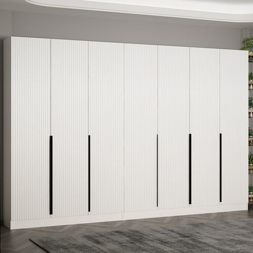 Dulap din pal, cu 7 usi, Noah 8260 Alb, l315xA35xH210 cm