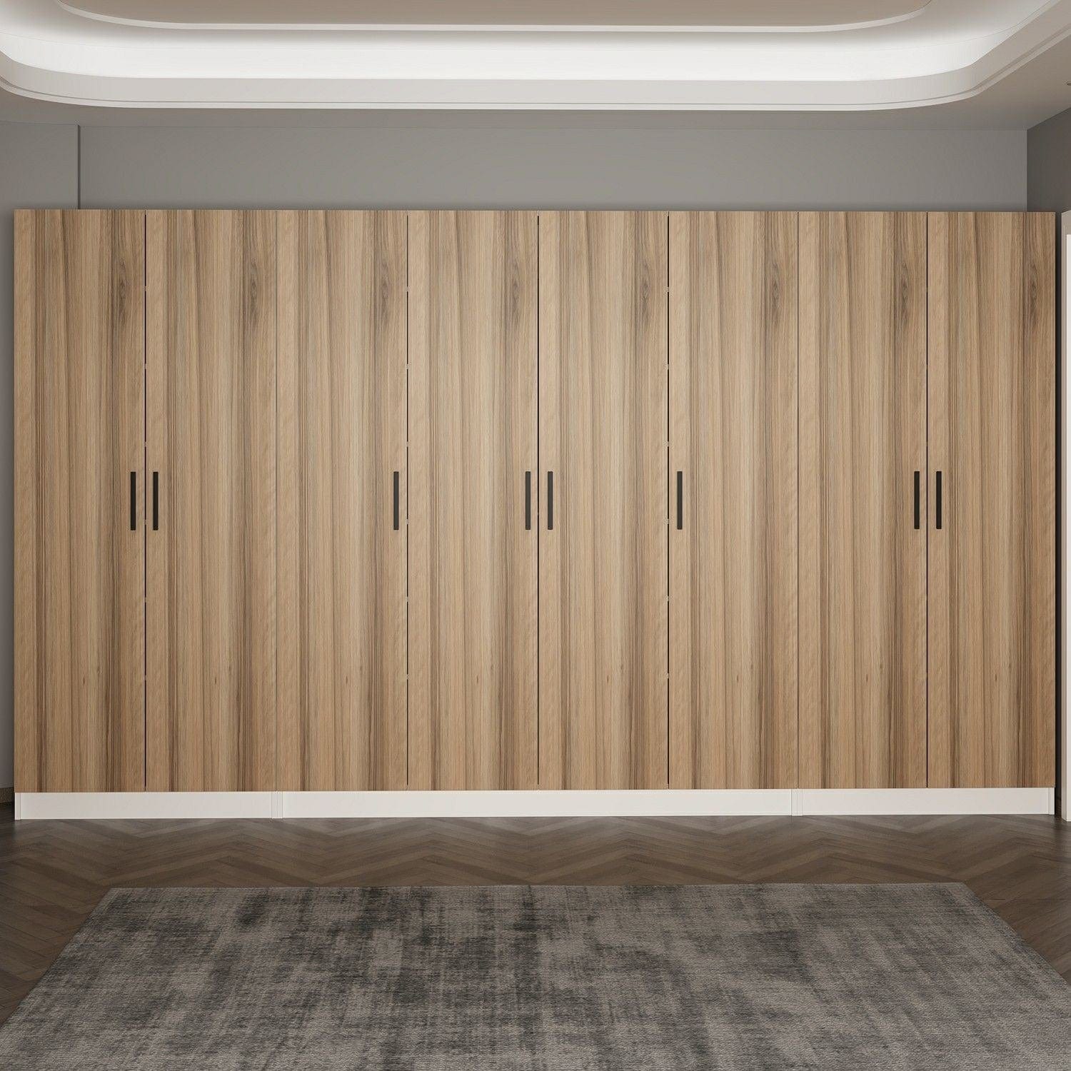 Asir Dulap din pal, cu 8 usi, Noah 8228 Nuc, l360xA35xH210 cm