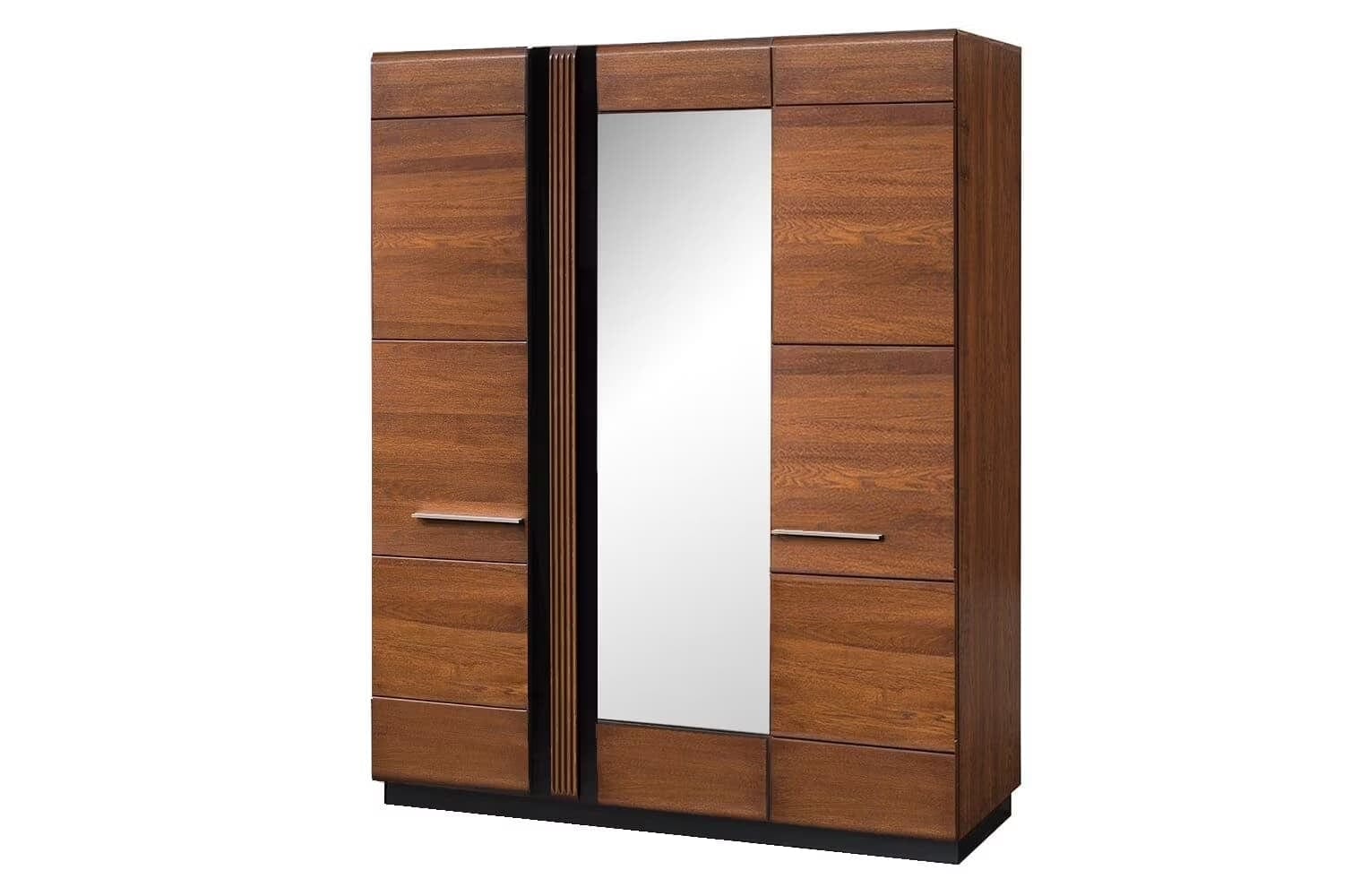 Szynaka Dulap din pal, furnir si lemn, cu 3 usi si oglinda Porti 73 Stejar Antic, l165xA60xH210 cm