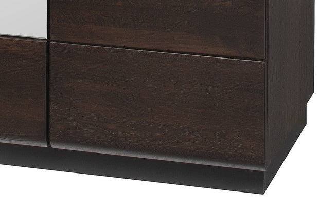 Szynaka Dulap din pal, furnir si lemn, cu 3 usi si oglinda Porti 73 Stejar Choco, l165xA60xH210 cm