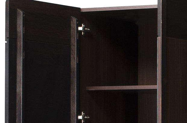 Szynaka Dulap din pal, furnir si lemn, cu 3 usi si oglinda Porti 73 Stejar Choco, l165xA60xH210 cm