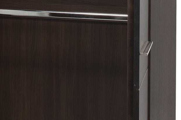 Szynaka Dulap din pal, furnir si lemn, cu 3 usi si oglinda Porti 73 Stejar Choco, l165xA60xH210 cm