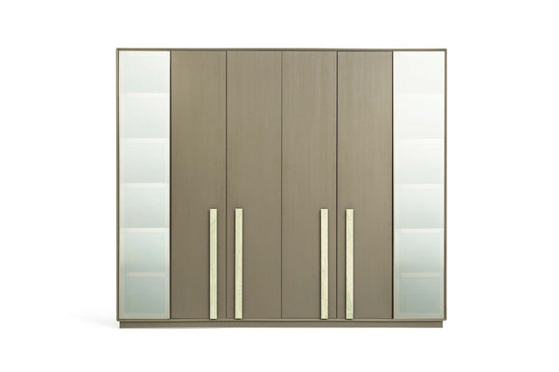 Candess Dulap din pal, MDF si sticla, cu 6 usi, Da Vinci Grej, l270xA57,4xH230 cm