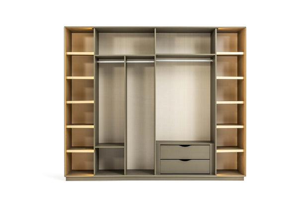 Candess Dulap din pal, MDF si sticla, cu 6 usi, Da Vinci Grej, l270xA57,4xH230 cm