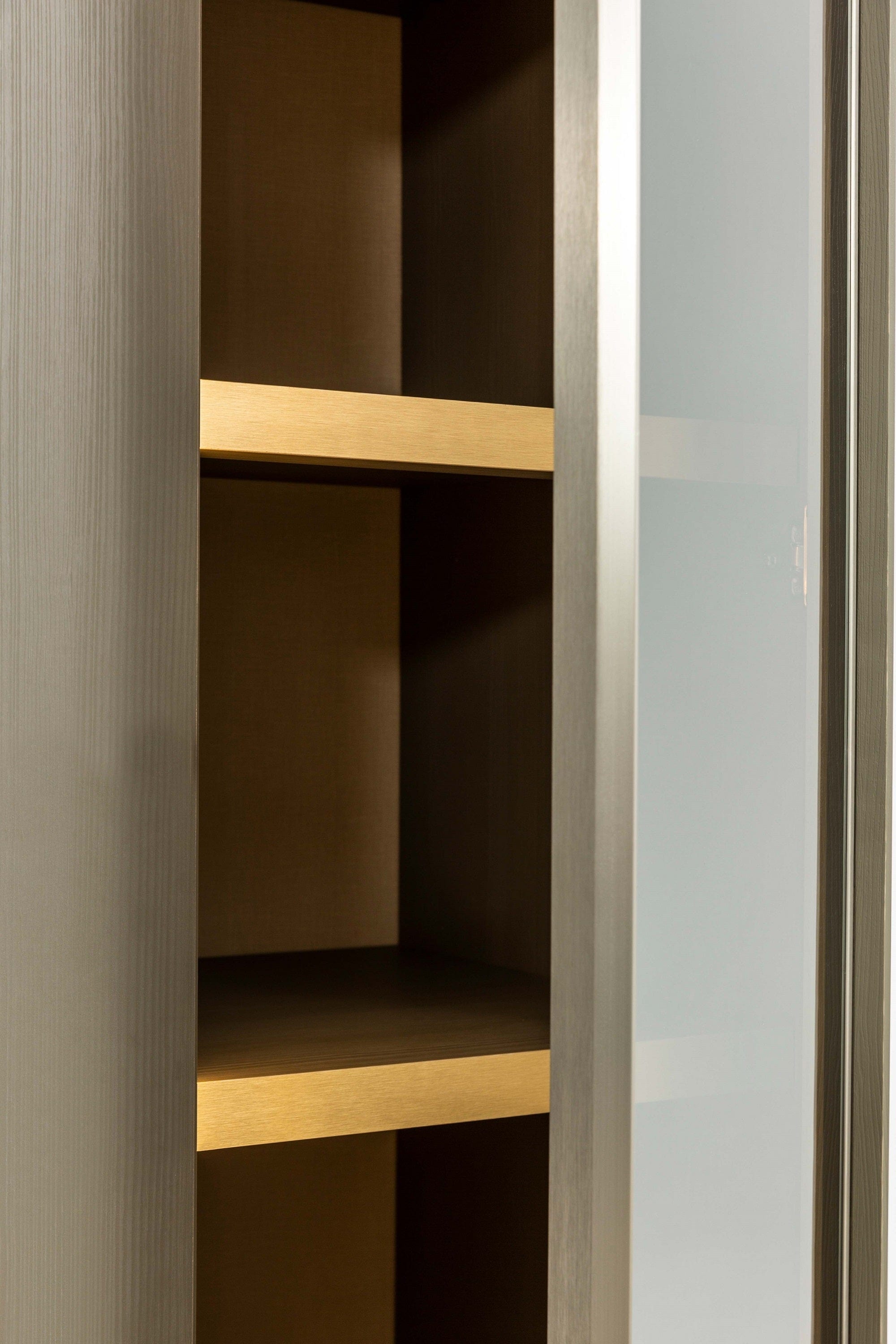 Candess Dulap din pal, MDF si sticla, cu 6 usi, Da Vinci Grej, l270xA57,4xH230 cm