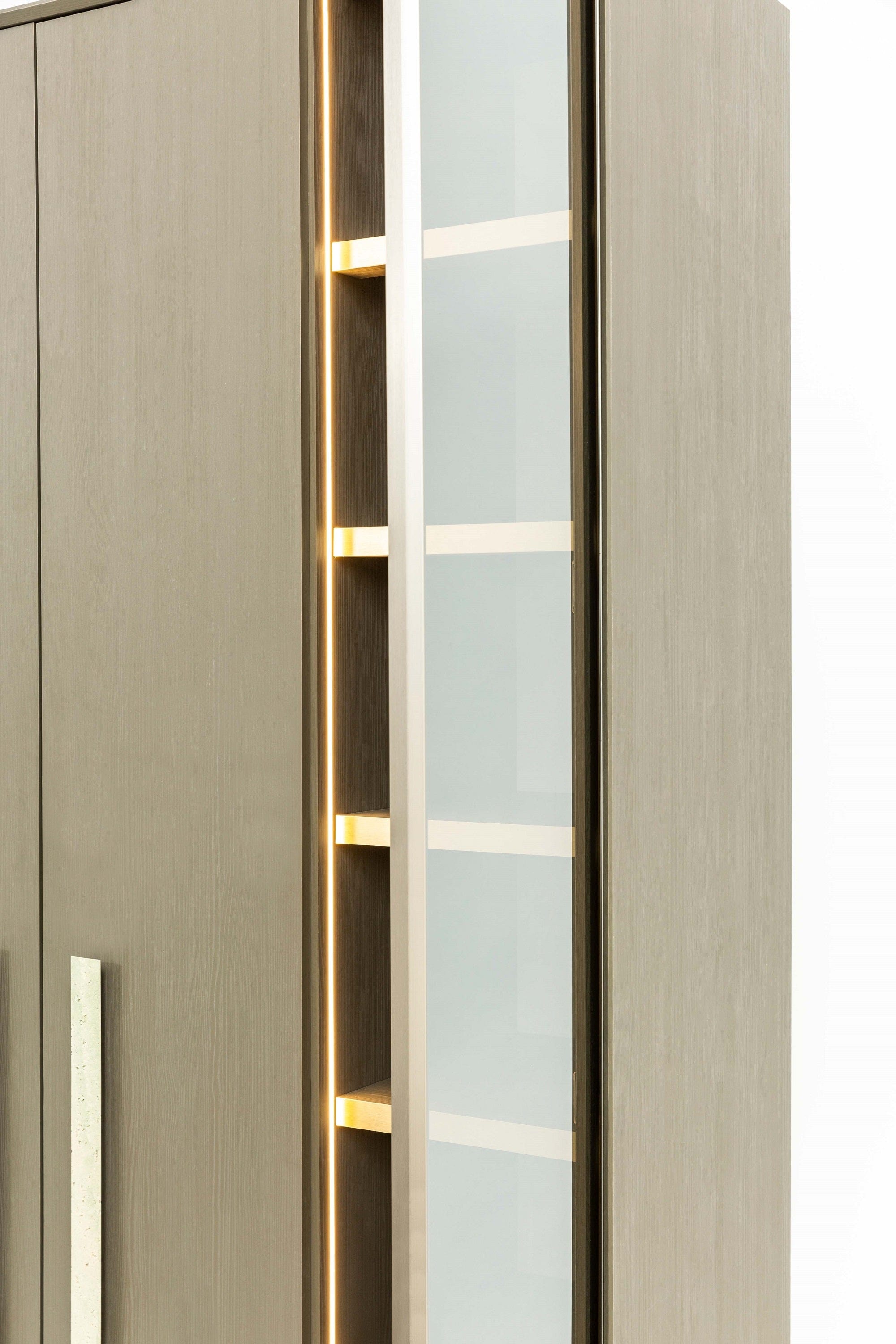 Candess Dulap din pal, MDF si sticla, cu 6 usi, Da Vinci Grej, l270xA57,4xH230 cm