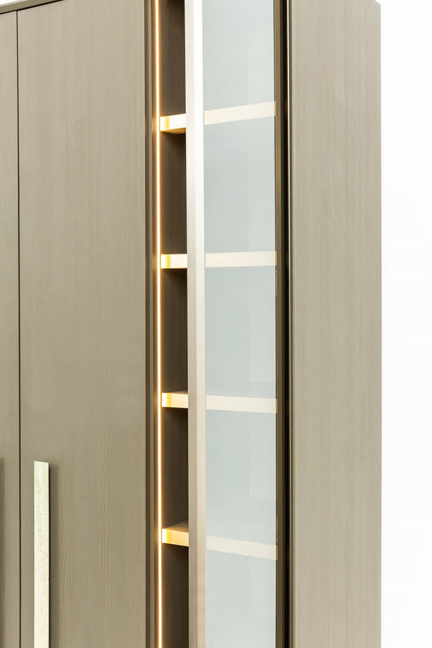 Candess Dulap din pal, MDF si sticla, cu 6 usi, Da Vinci Grej, l270xA57,4xH230 cm