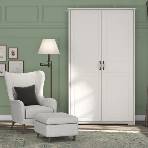 Jela Dulap din pal si MDF, cu 2 usi, Evergreen P2/EG Small Ivoir Mat / Pin Polar, l131xA58xH224 cm