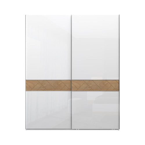 Jela Dulap din pal si MDF, cu 2 usi glisante, Avis PK181/AV Small Alb / Nuc Pacific, l182xA61xH224 cm