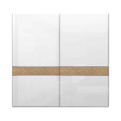 Jela Dulap din pal si MDF, cu 2 usi glisante, Avis PK231/AV Medium Alb / Nuc Pacific, l230xA61xH224 cm