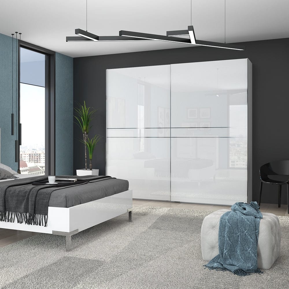 Jela Dulap din pal si MDF, cu 2 usi glisante, Piano PK231/PN Medium Alb, l230xA61xH224 cm