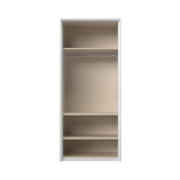 Jela Dulap din pal si MDF, cu 2 usi si LED inclus, Avis Stripes P2B/AV Alb / Nuc Pacific, l97xA60xH227 cm