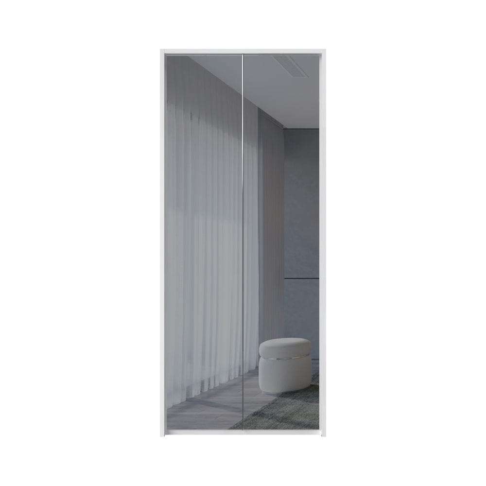 Jela Dulap din pal si MDF, cu 2 usi si oglinda, Avis Stripes P2A-2OG/AV Mirror Alb, l97xA60xH227 cm