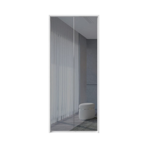 Jela Dulap din pal si MDF, cu 2 usi si oglinda, Avis Stripes P2A-2OG/AV Mirror Alb, l97xA60xH227 cm