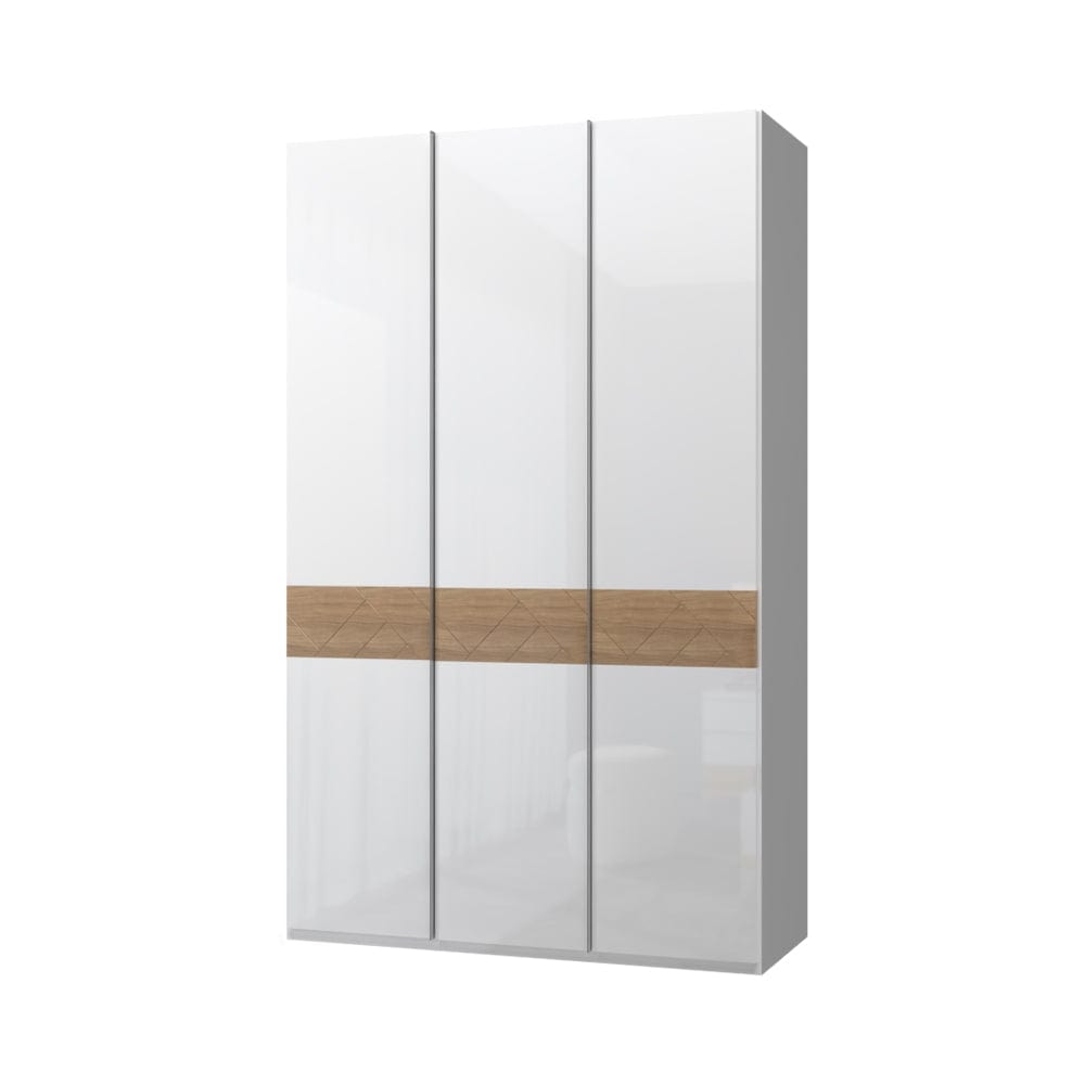 Jela Dulap din pal si MDF, cu 3 usi, Avis P3/AV Alb / Nuc Pacific, l137xA56xH224 cm