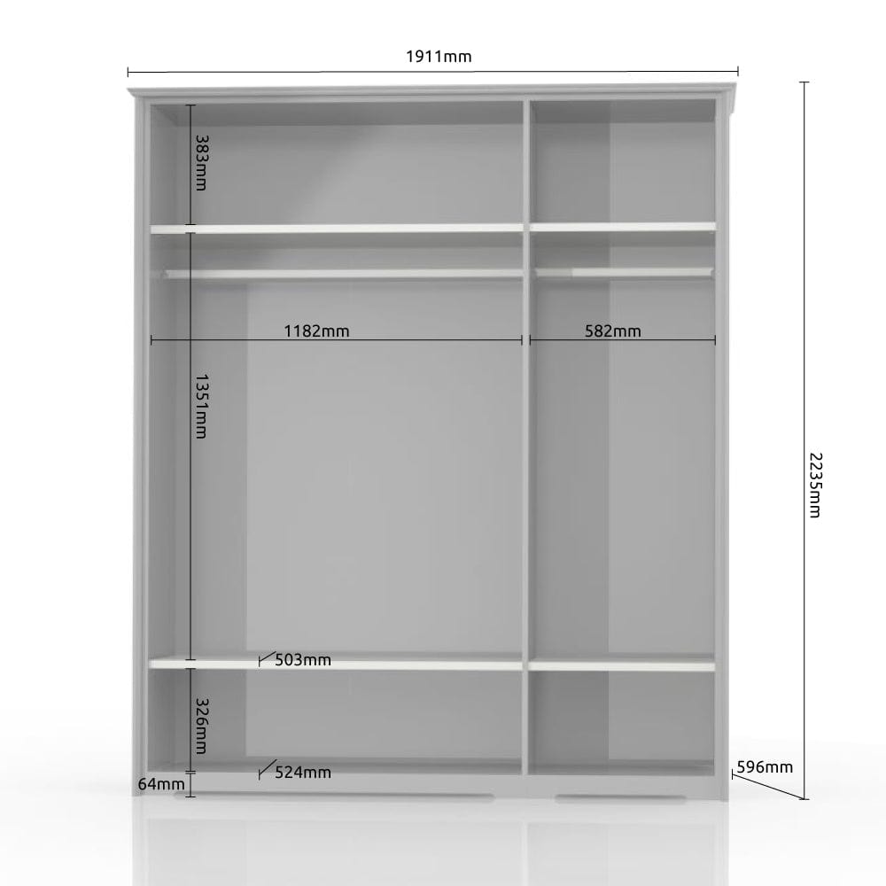 Jela Dulap din pal si MDF, cu 3 usi, Evergreen P3/EG Medium Ivoir Mat / Pin Polar, l191xA58xH224 cm
