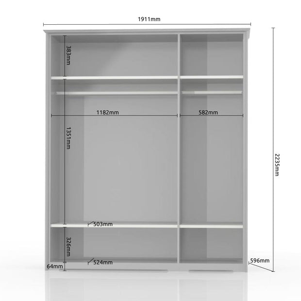 Jela Dulap din pal si MDF, cu 3 usi, Evergreen P3/EG Medium Ivoir Mat / Pin Polar, l191xA58xH224 cm