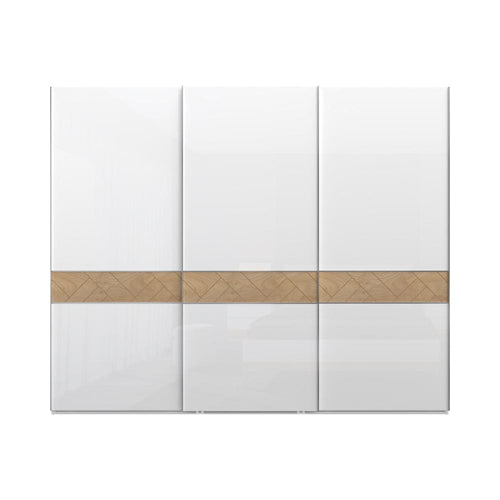 Jela Dulap din pal si MDF, cu 3 usi glisante, Avis PK281/AV Large Alb / Nuc Pacific, l272xA61xH224 cm