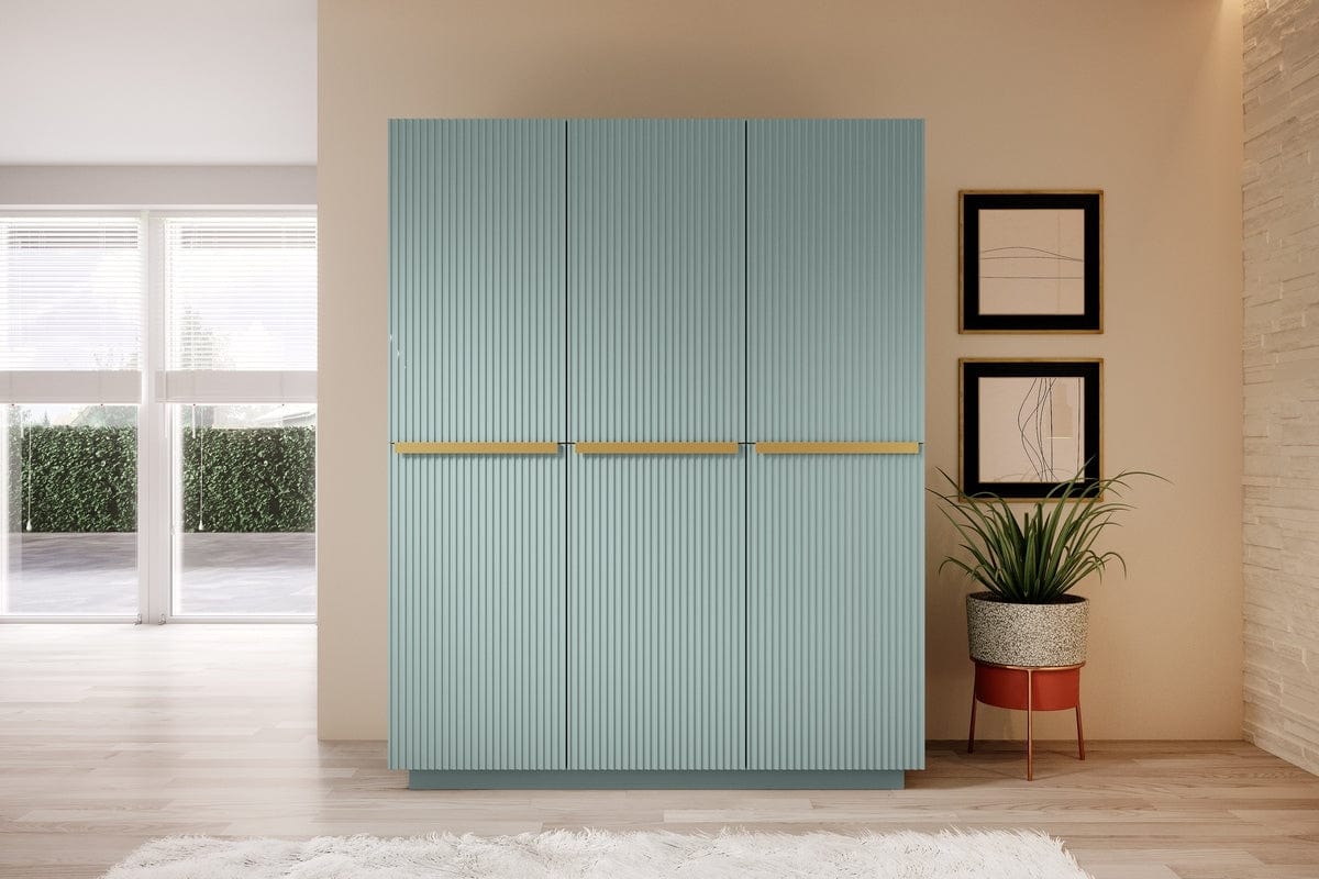 Dulap din pal si MDF, cu 3 usi, Nicole 150-3D Auriu, l150xA62xH207 cm