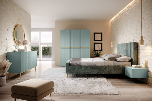 Dulap din pal si MDF, cu 3 usi, Nicole 150-3D Auriu, l150xA62xH207 cm (1)