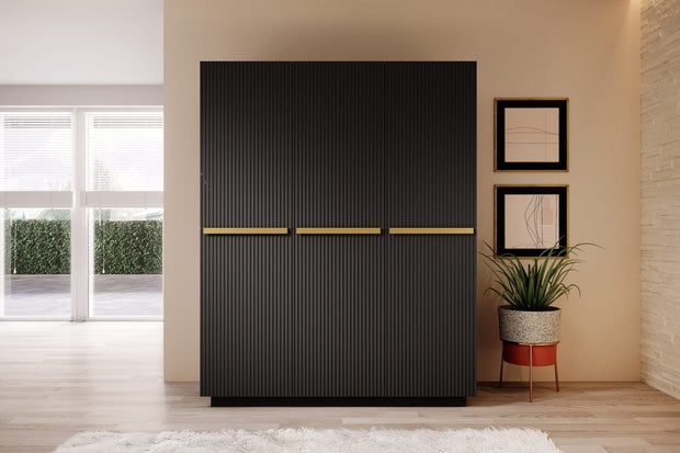 Dulap din pal si MDF, cu 3 usi, Nicole 150-3D Auriu, l150xA62xH207 cm (4)