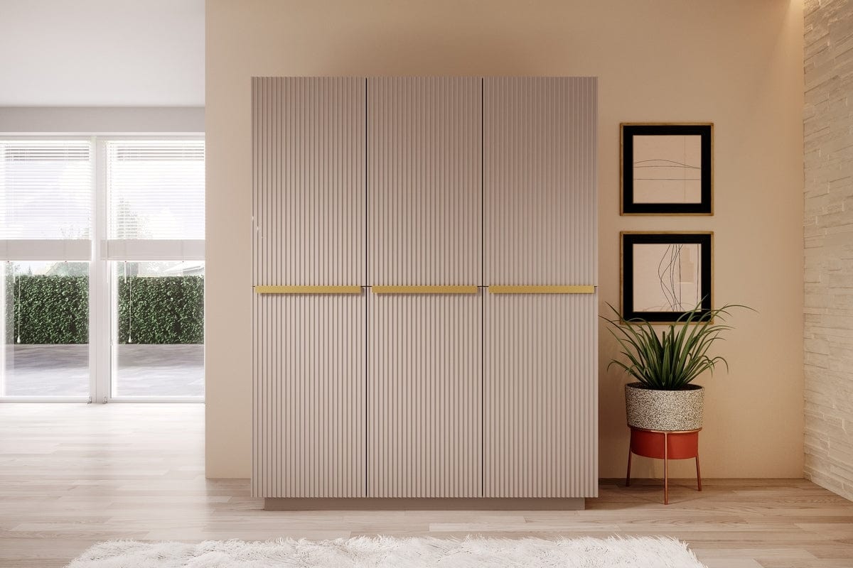Dulap din pal si MDF, cu 3 usi, Nicole 150-3D Auriu, l150xA62xH207 cm (6)