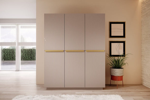 Dulap din pal si MDF, cu 3 usi, Nicole 150-3D Auriu, l150xA62xH207 cm (6)