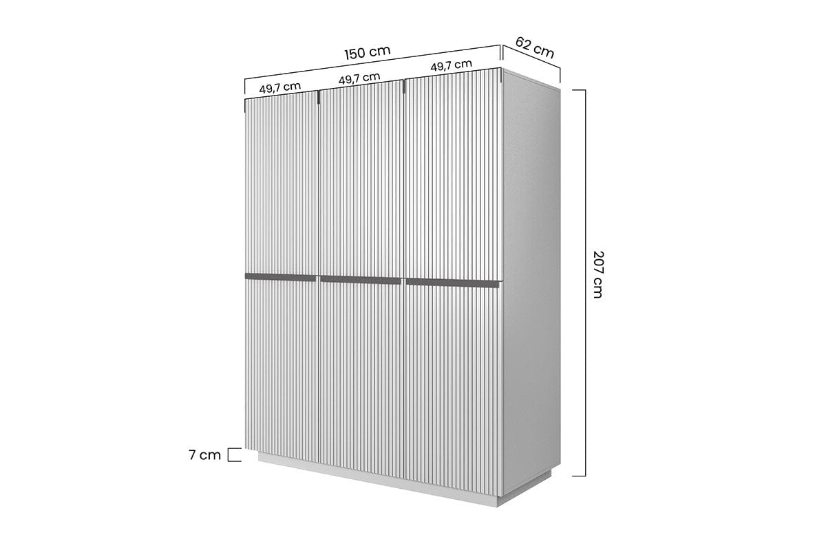 Dulap din pal si MDF, cu 3 usi, Nicole 150-3D Auriu, l150xA62xH207 cm (12)
