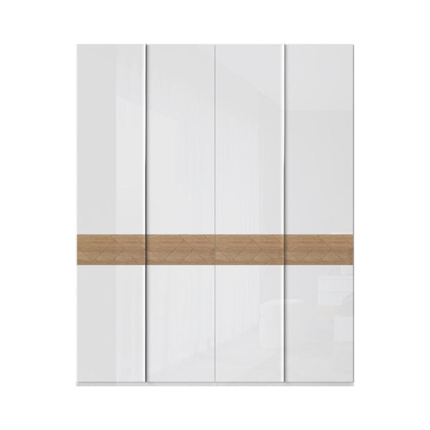 Jela Dulap din pal si MDF, cu 4 usi, Avis P4/AV Alb / Nuc Pacific, l182xA56xH224 cm