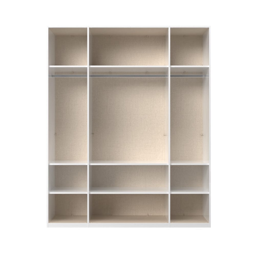 Jela Dulap din pal si MDF, cu 4 usi si oglinda, Avis P4-2OG/AV Alb / Nuc Pacific, l182xA56xH224 cm