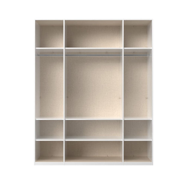 Jela Dulap din pal si MDF, cu 4 usi si oglinda, Avis P4-2OG/AV Alb / Nuc Pacific, l182xA56xH224 cm