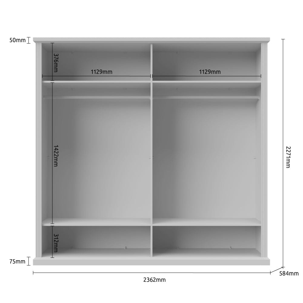 Jela Dulap din pal si MDF, cu 4 usi, Tara Medium P4/TA Grafit / Nuc Pacific, l236xA59xH227 cm