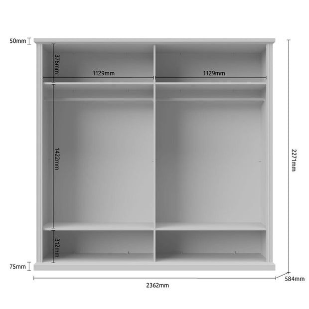 Jela Dulap din pal si MDF, cu 4 usi, Tara Medium P4/TA Grafit / Nuc Pacific, l236xA59xH227 cm