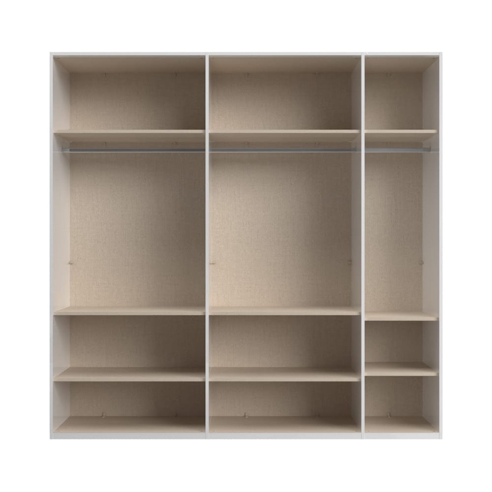 Jela Dulap din pal si MDF, cu 5 usi si oglinda, Avis P5-1OG/AV Alb / Nuc Pacific, l227xA56xH224 cm