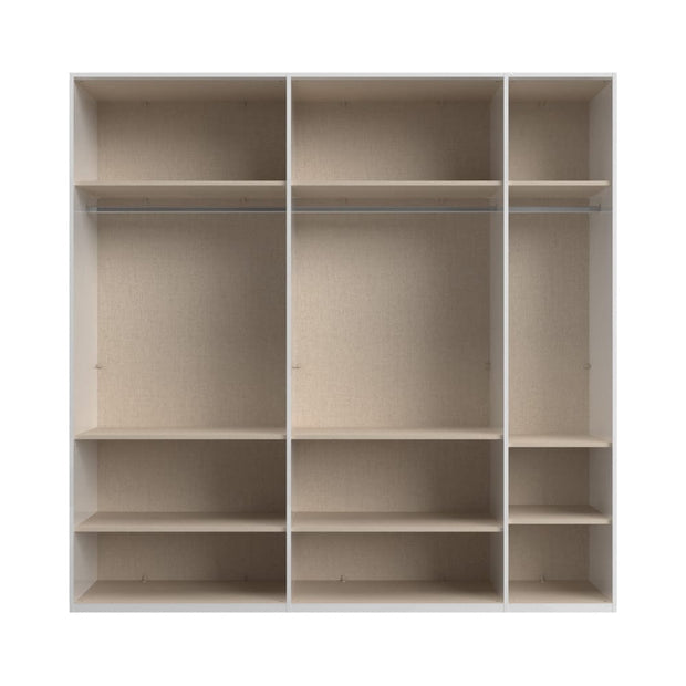 Jela Dulap din pal si MDF, cu 5 usi si oglinda, Avis P5-2OG/AV Alb / Nuc Pacific, l227xA56xH224 cm