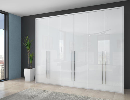 Jela Dulap din pal si MDF, cu 6 usi, Piano Stripes P6A/PN Alb, l277xA60xH226 cm