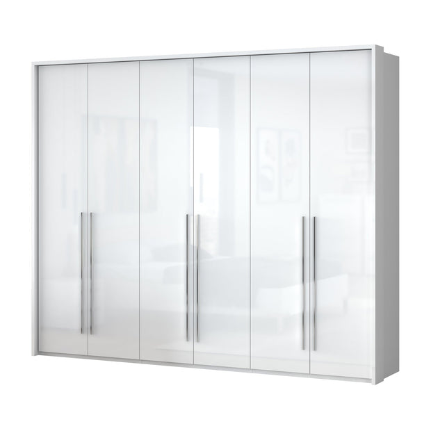 Jela Dulap din pal si MDF, cu 6 usi, Piano Stripes P6A/PN Alb, l277xA60xH226 cm